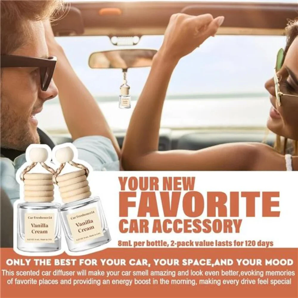 Car Air Freshener Hanging 2 Pack Vanilla Cream Air Freshener Diffuser for Cars,